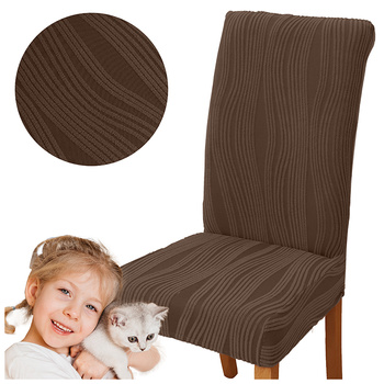 POKROWIEC krzesło ŻAKARD wypukły TKANINA STRUKTURALNA PASY BRĄZOWY