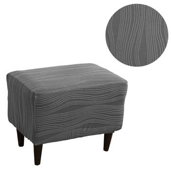 POKROWIEC na PUF, żakard wypukły, PASY, tkanina strukturalna, CIEMNY SZARY