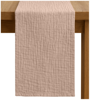 BIEŻNIK muślinowy PUDROWY RÓŻOWY na stół 40x275 cm