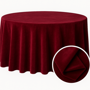 Obrus okrągły, MATOWY WELUR, 320cm, bordowy