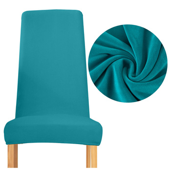 POKROWIEC na krzesło WĄSKIE oparcie WELUR plusz GRUBY TURKUSOWY