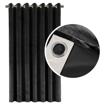 Zasłona WELUR ZACIEMNIAJĄCA 90% GRUBA na kółkach PRZELOTKACH CZARNA140x250