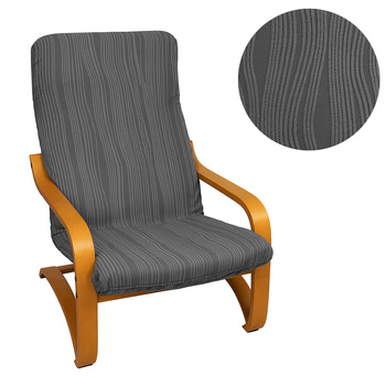 Pokrowiec na FOTEL FINKA żakard wypukły, PASY, tkanina strukturalna, CIEMNY SZARY