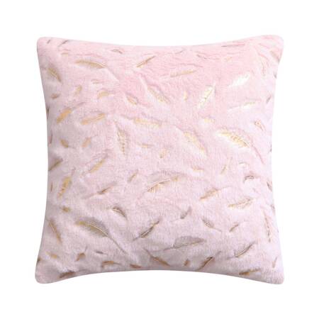 Poszewka dekoracyjna na poduszkę, pióra, jasna różowa
